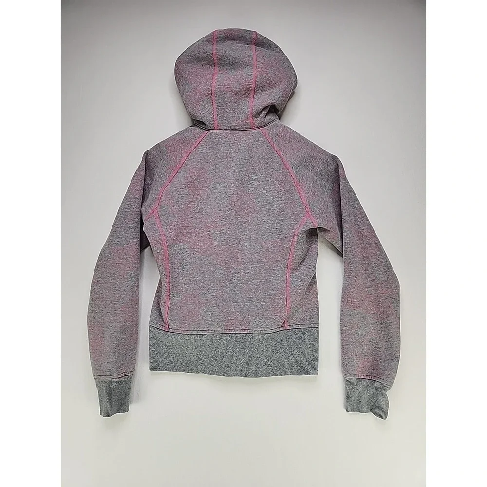 Lululemon Womens Hoodie Size 6 Pink and Gray Flower Motif Long Sleeve Zip Up - Picture 6 of 13